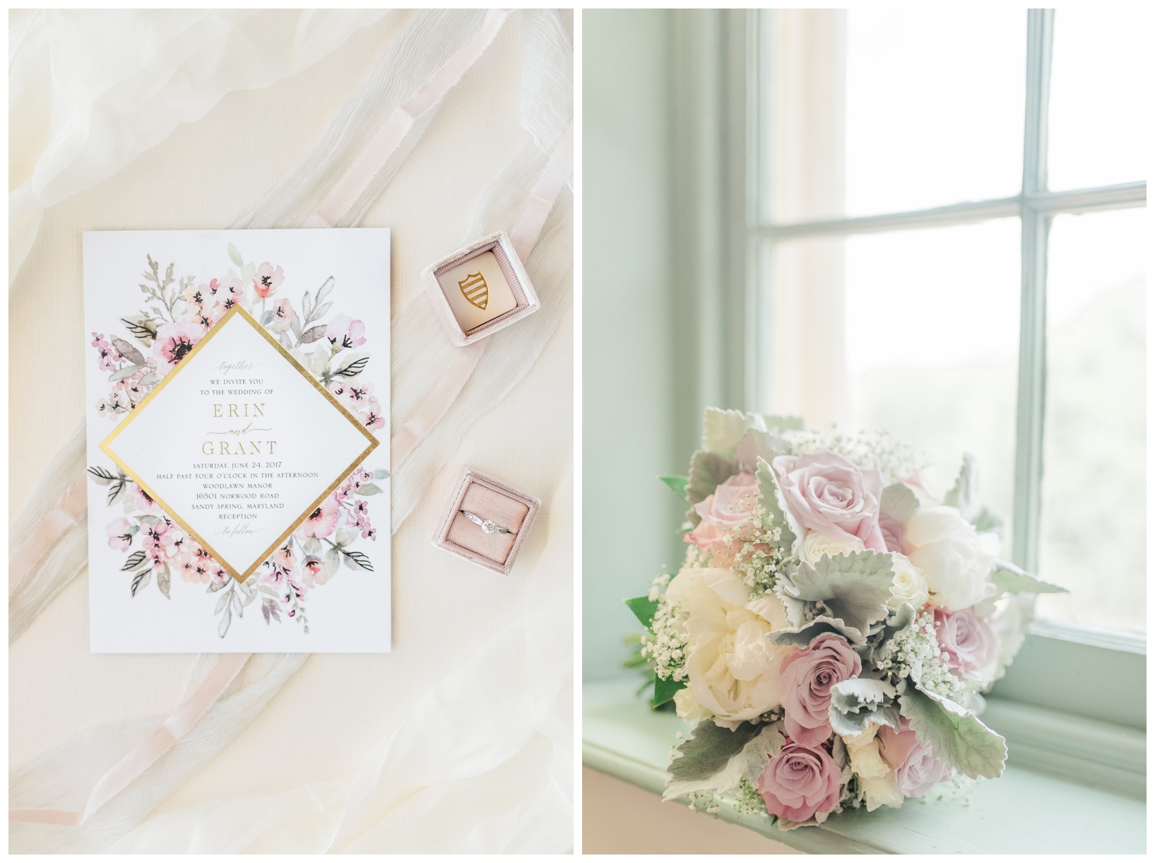 Woodlawn Manor outdoor blush pink summer wedding in Maryland by Megan Bennett Photography