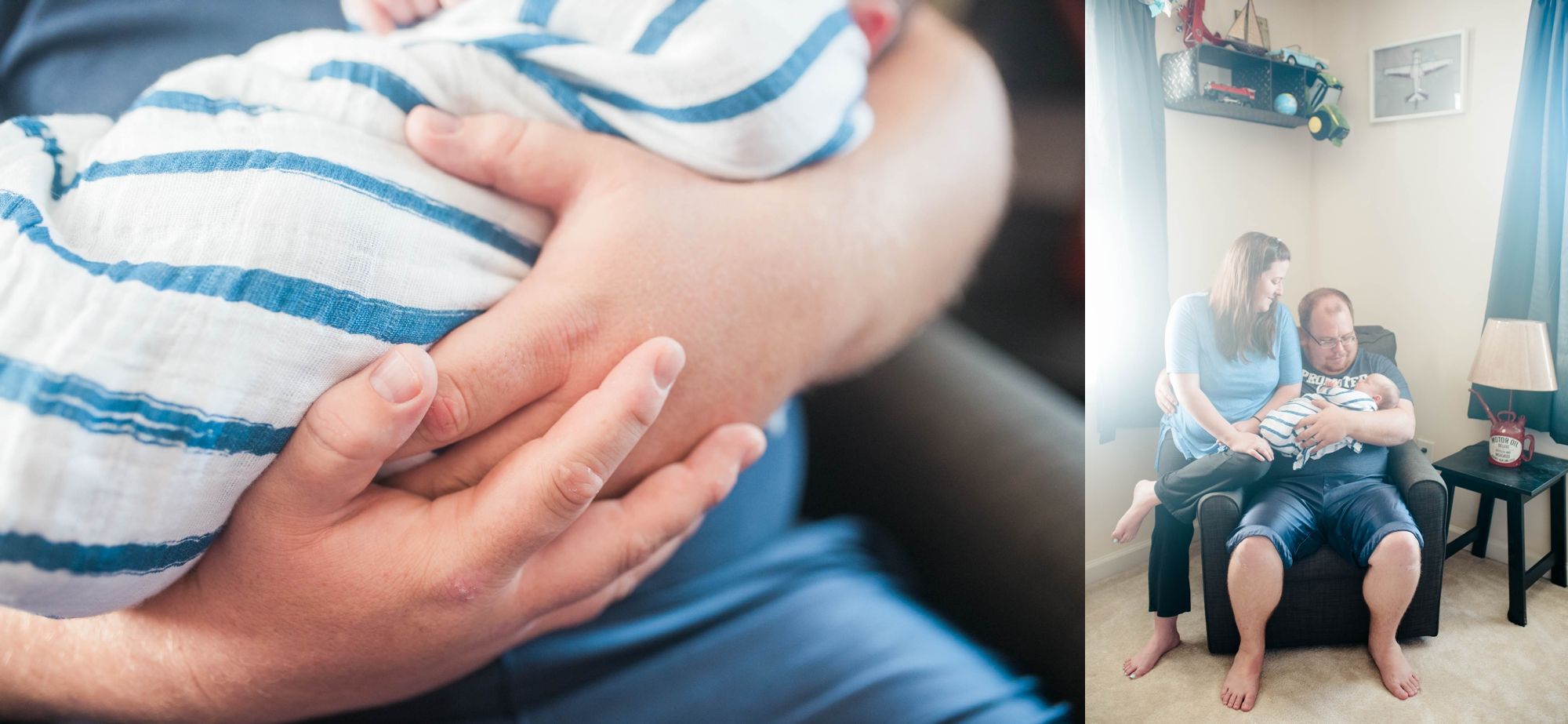 Baltimore Maryland Blue baby boy lifestyle newborn session by Megan Bennett Photography