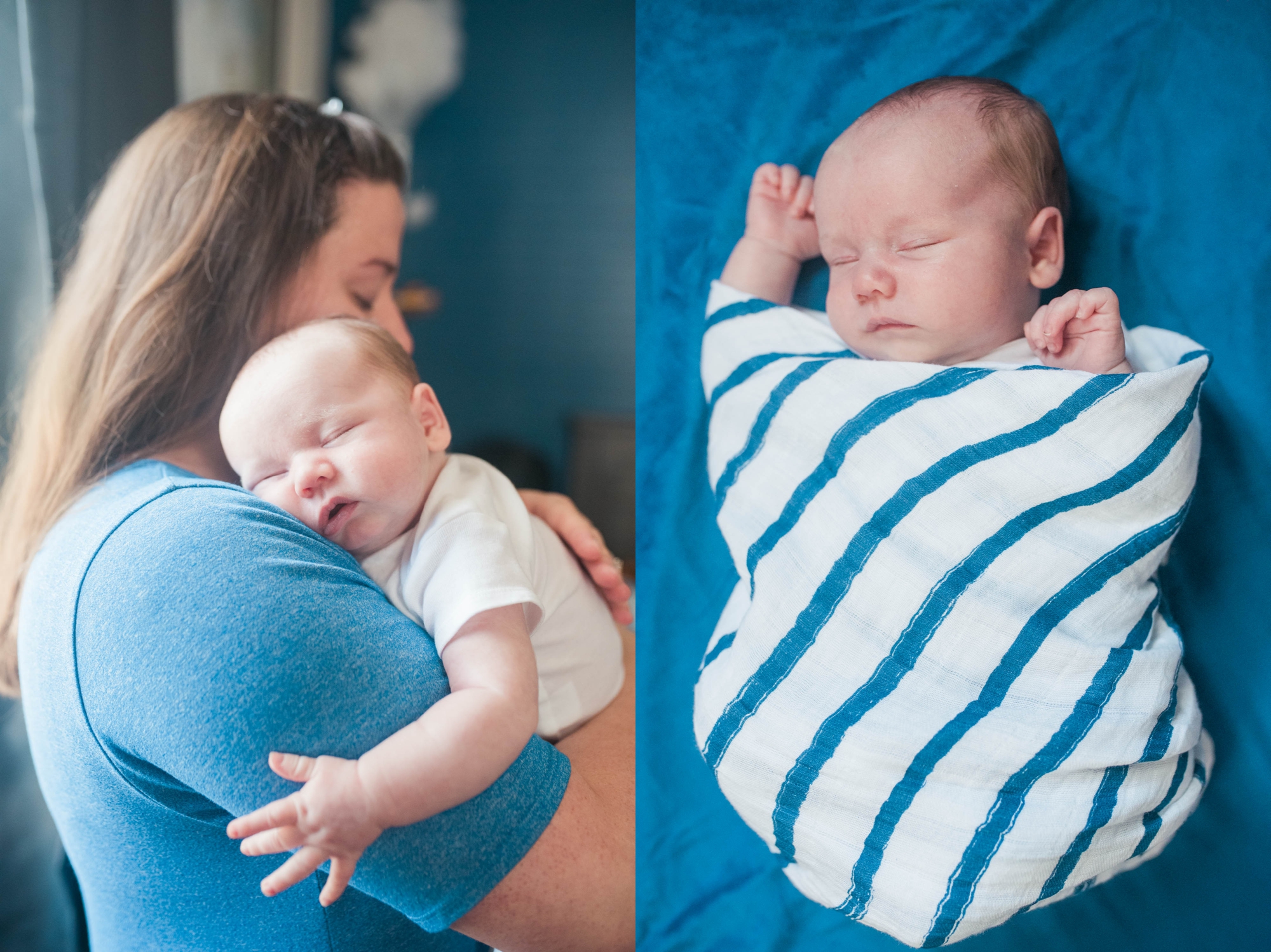 Baltimore Maryland Blue baby boy lifestyle newborn session by Megan Bennett Photography