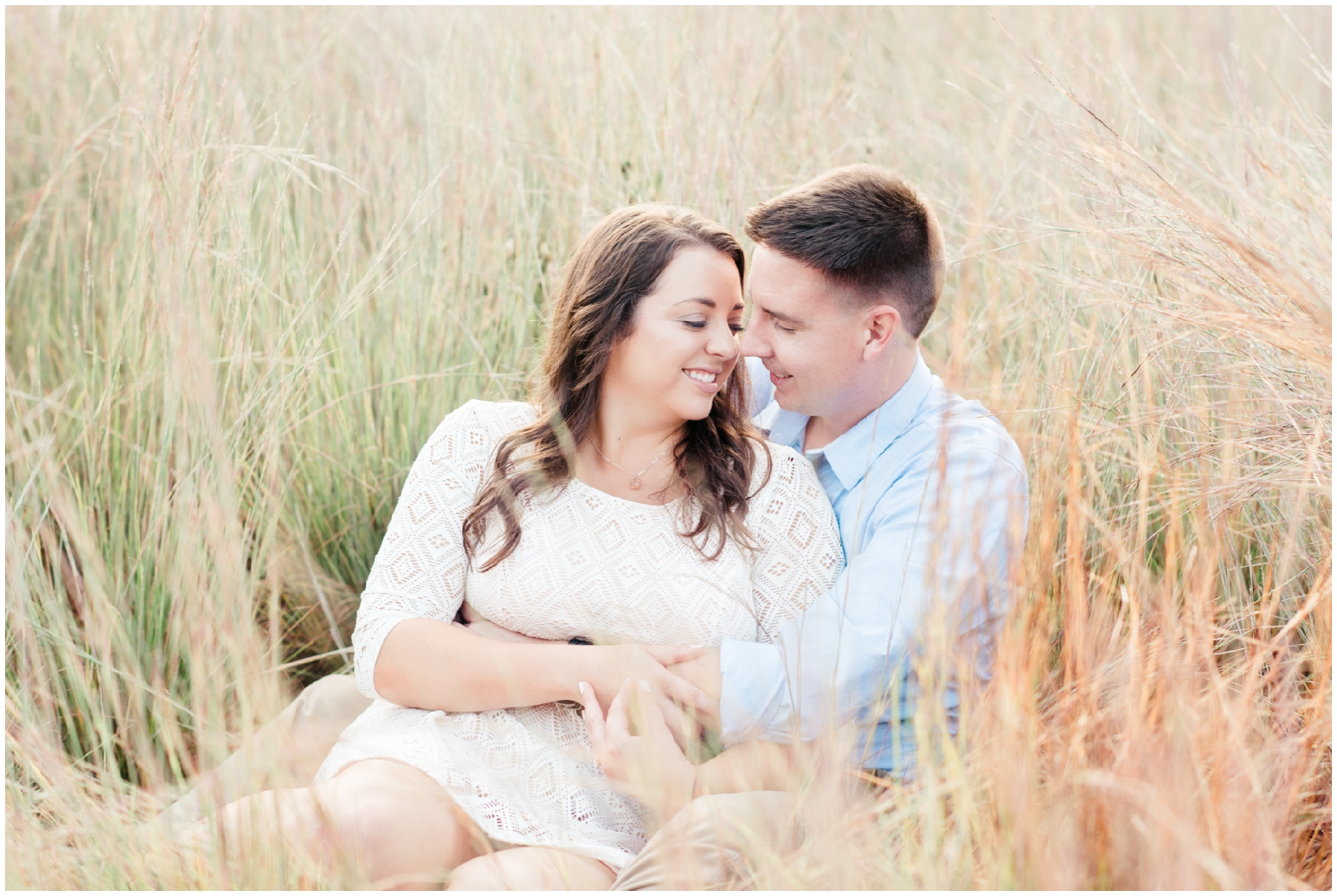 Baltimore Maryland romantic grassy field engagement session at Woodlawn Manor by Maryland Wedding Photographer Megan Bennett Photography