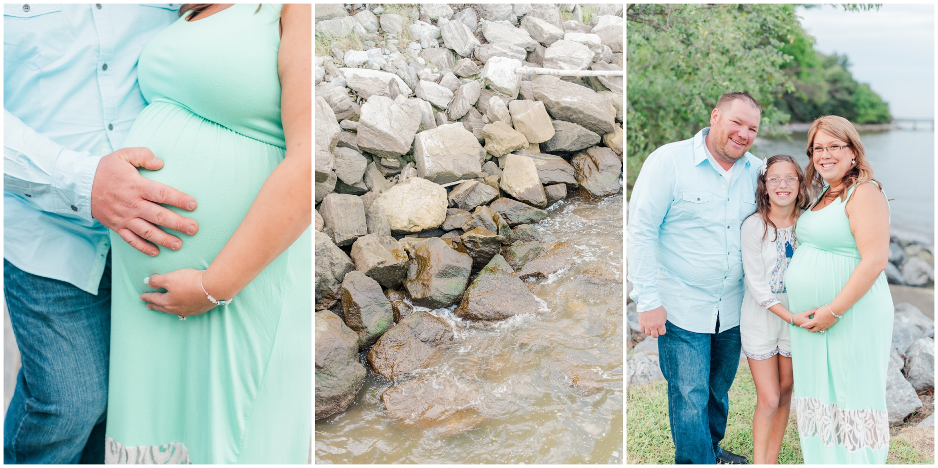 A sweet mint and blue family maternity photo by Maryland Photographer Megan Bennett Photography
