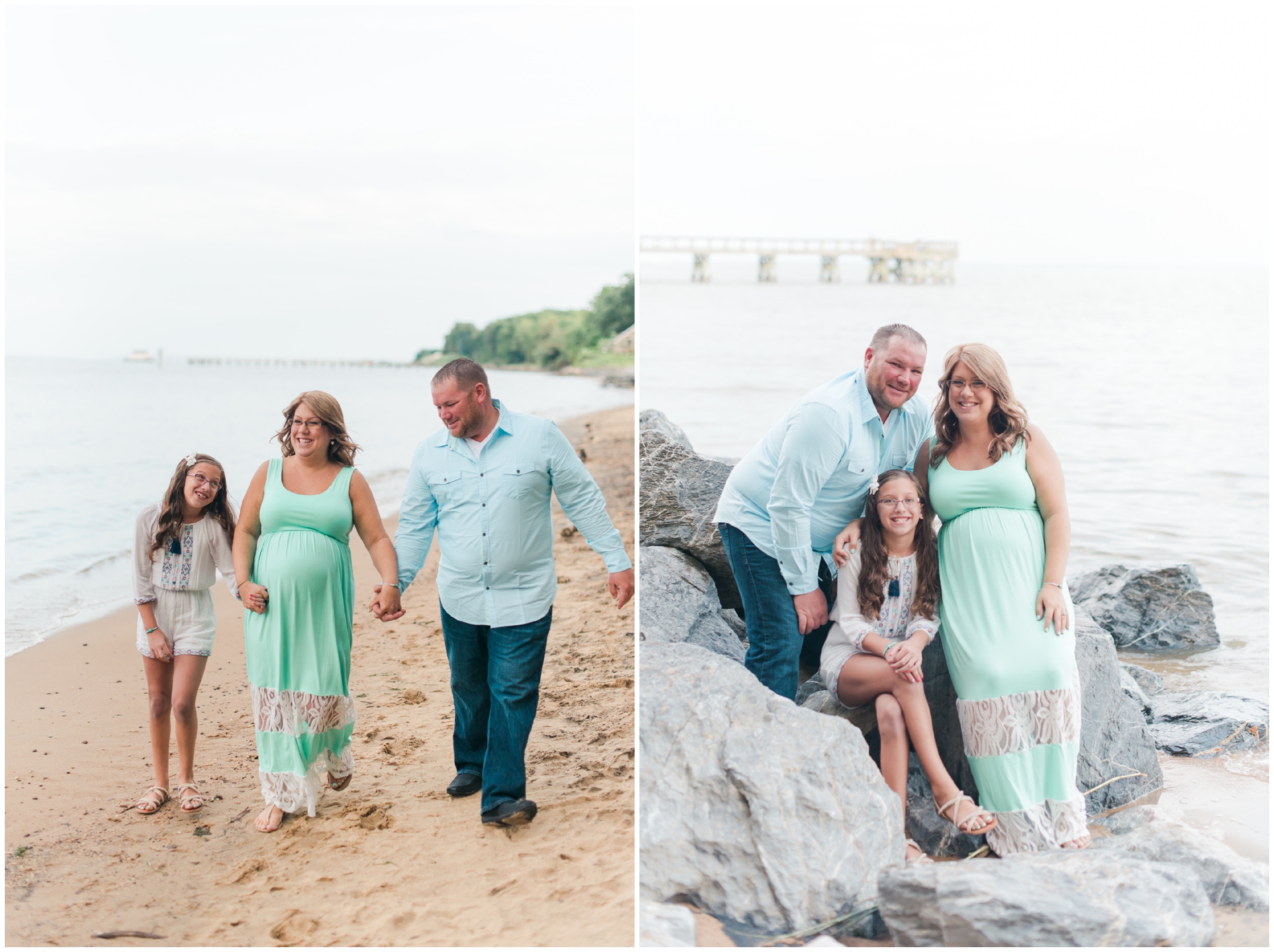 A sweet mint and blue family maternity photo by Maryland Photographer Megan Bennett Photography