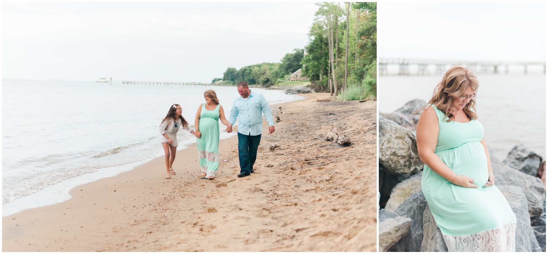 A sweet mint and blue family maternity photo by Maryland Photographer Megan Bennett Photography