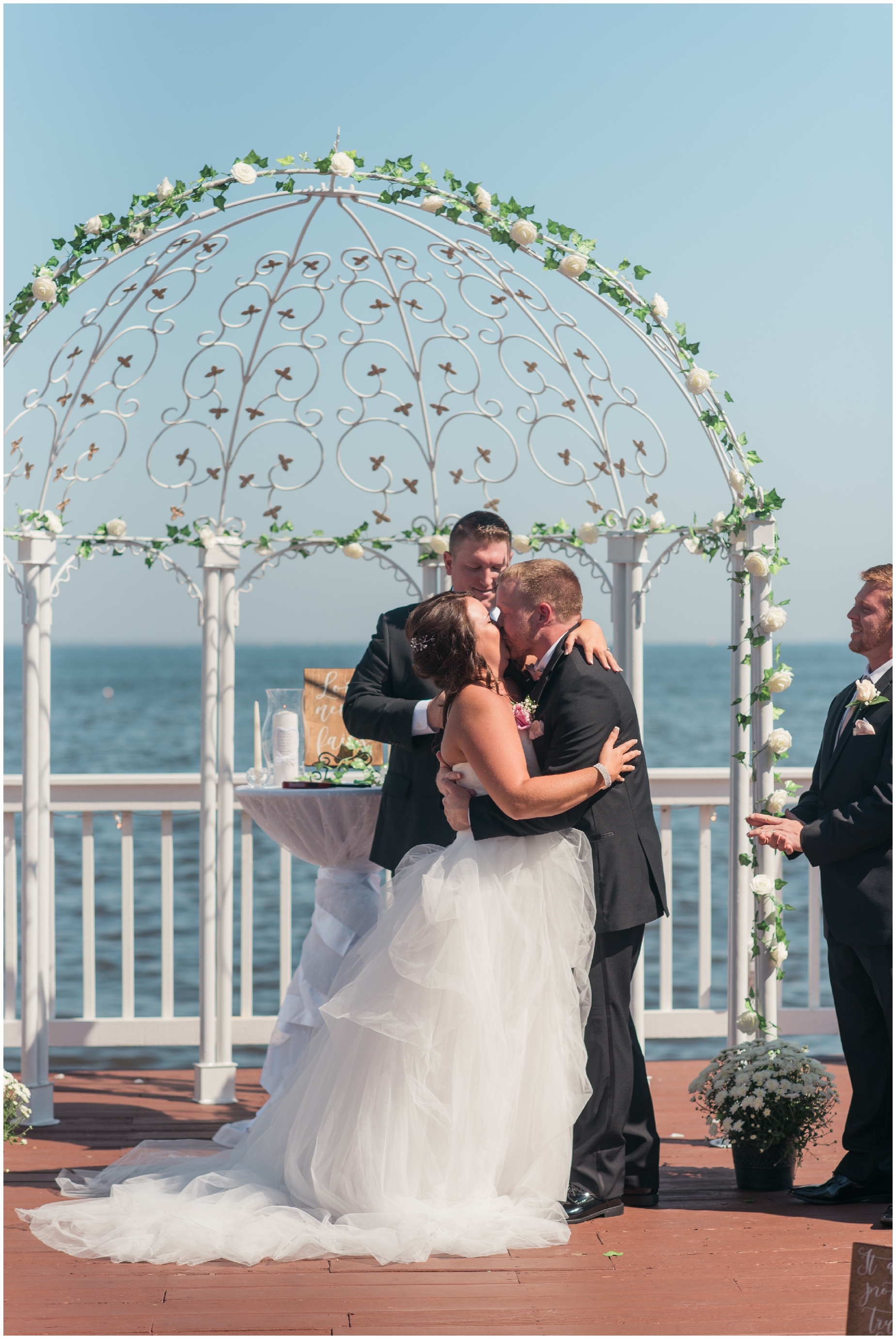 A pink and tan coastal wedding at Celebrations at the Bay by Maryland Wedding Photographer Megan Bennett Photography