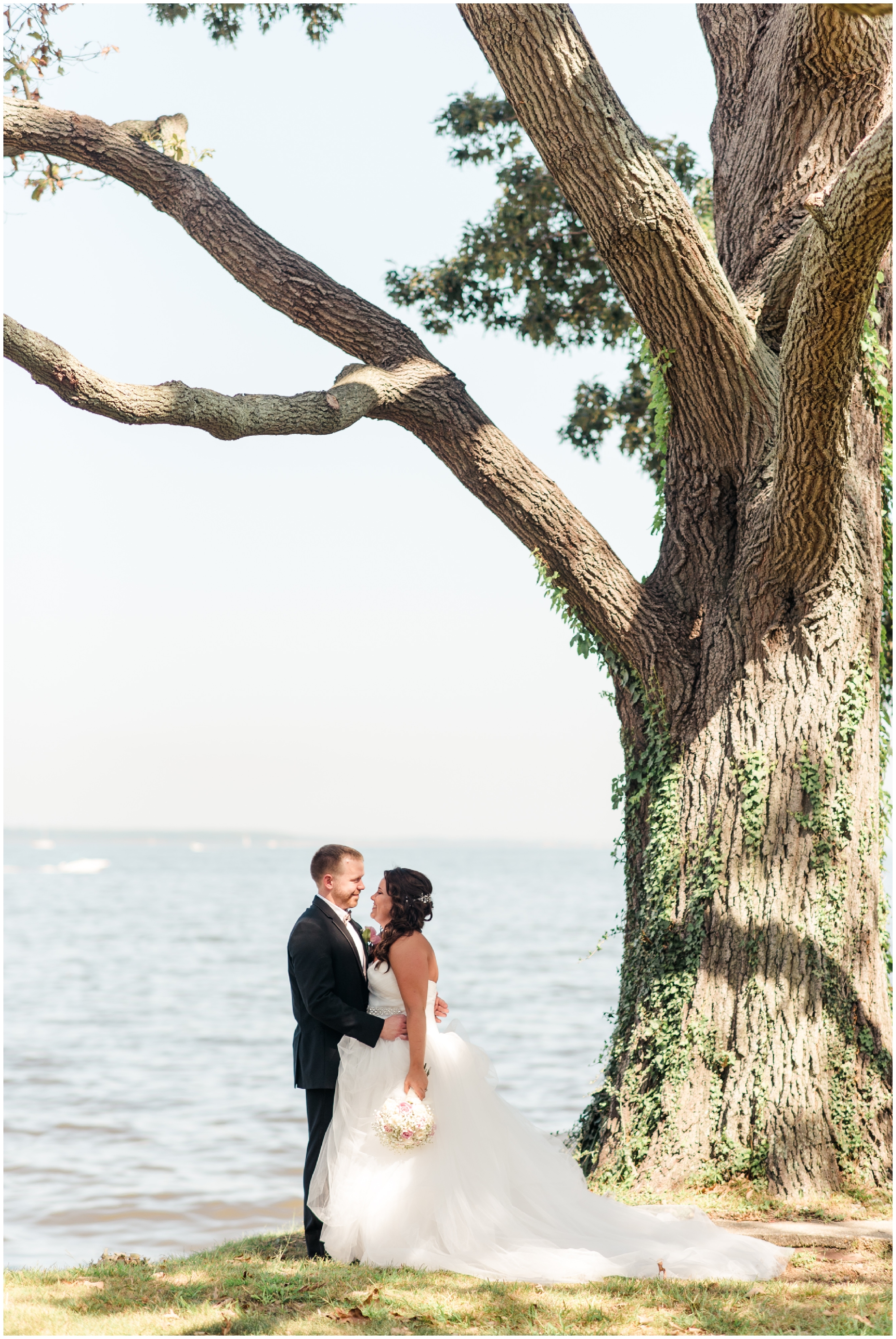 A pink and tan coastal wedding at Celebrations at the Bay by Maryland Wedding Photographer Megan Bennett Photography