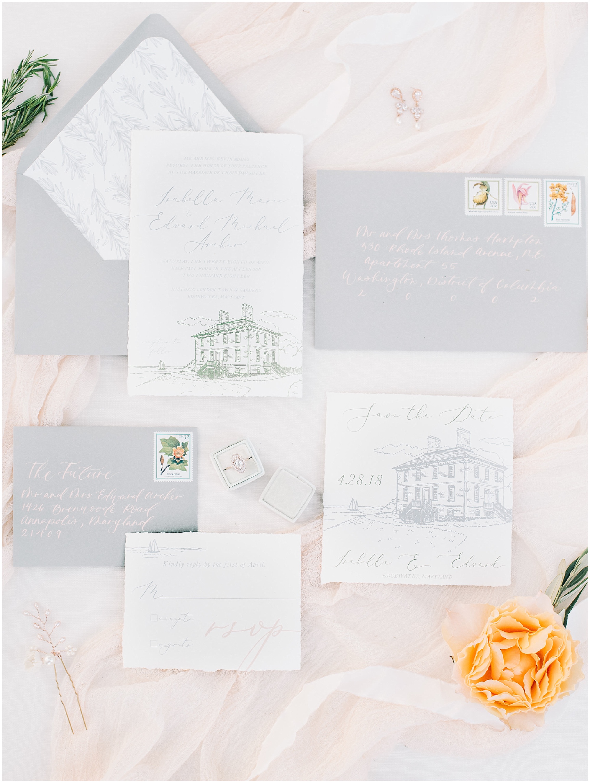 An Organic Inspired Spring Wedding Editorial by SD Events and Maryland Wedding Photographer Megan Bennett Photography at Historic London Town in Annapolis Maryland