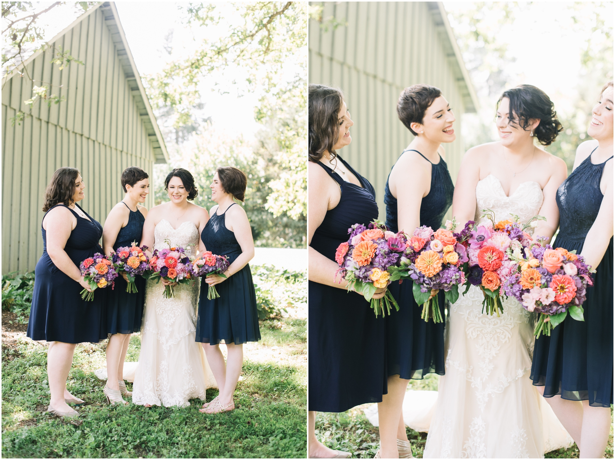 A Summer Wedding at Howard County Conservancy Wedding with Navy bridesmaid dresses and Bright Flowers by Maryland Photographer Megan Bennett Photography