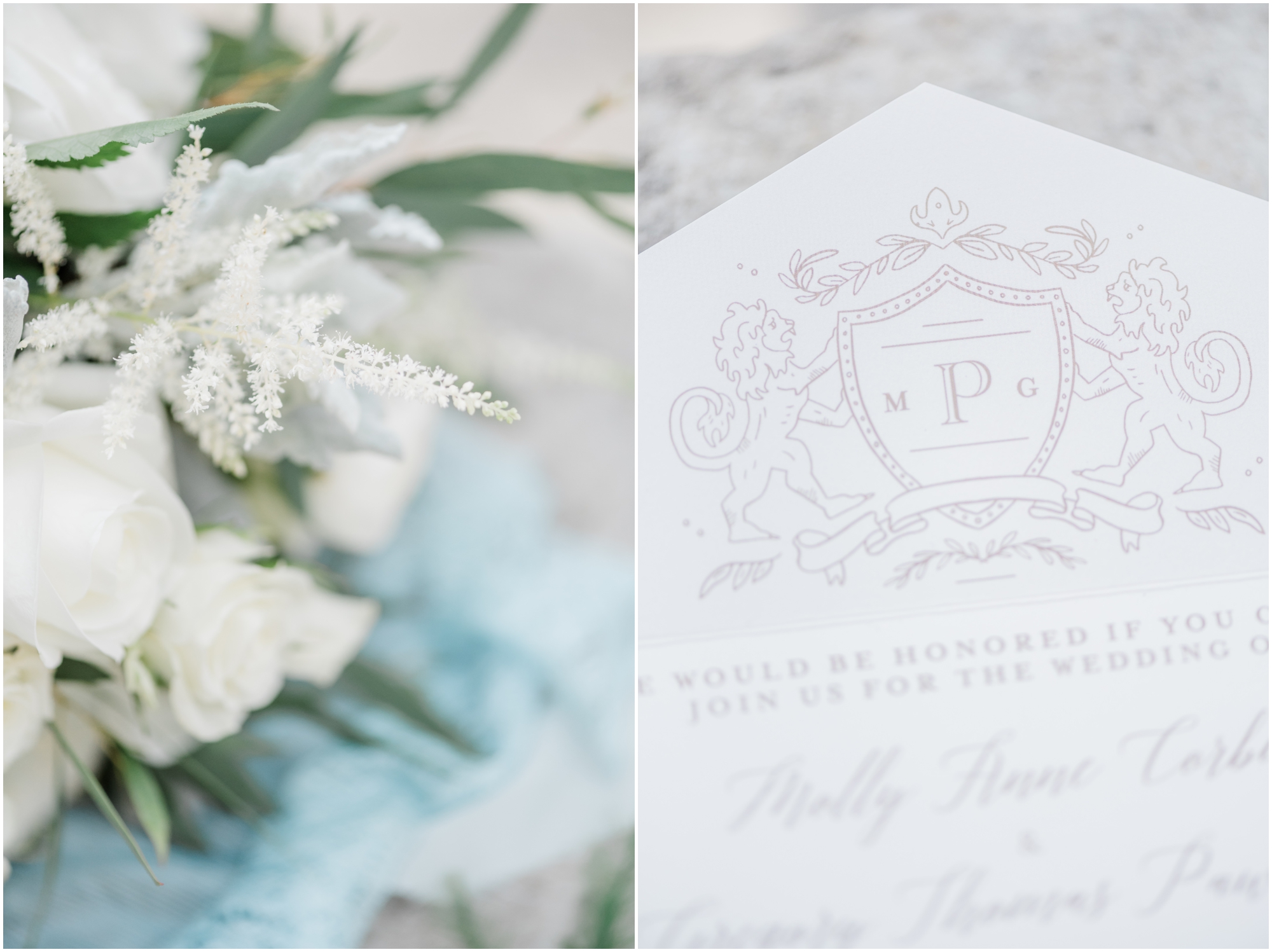 Vintage Wedding day details and vintage invitations for a blue colored spring wedding at Cloisters Castle in Maryland