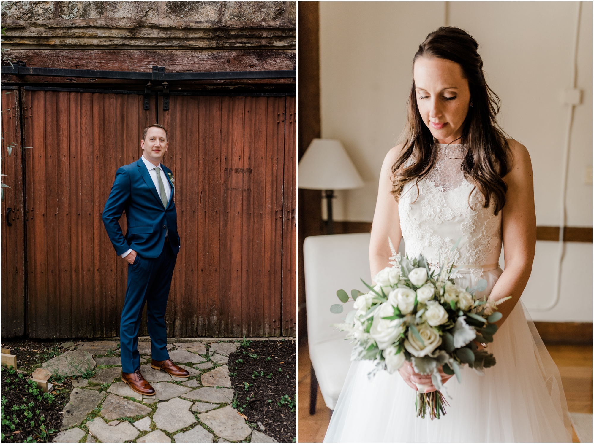 Bride Hair Down and Blue Suit Groom Portraits by Maryland Photographer Megan Bennett Photography