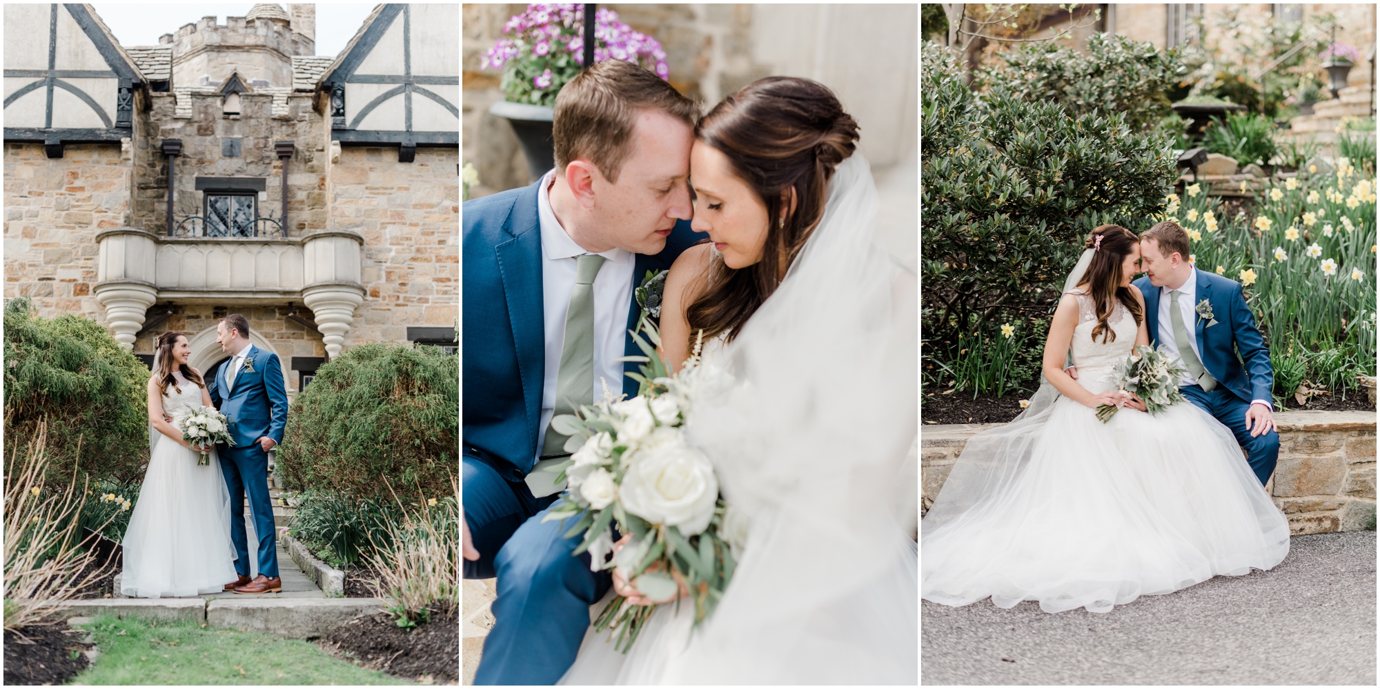 Romantic Bride and Groom Portraits Spring Maryland Wedding at Cloisters Castle by Maryland Wedding Photographer Megan Bennett Photography