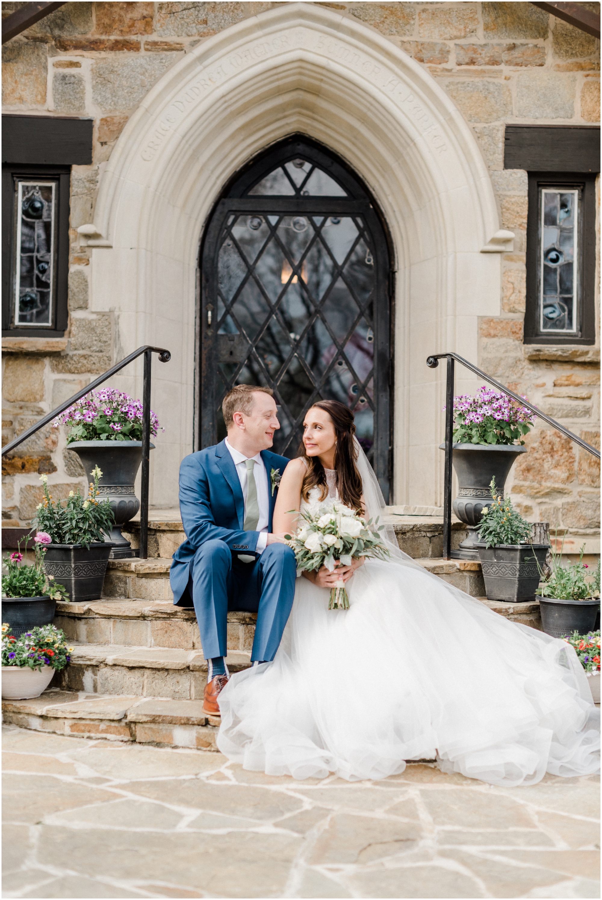 Romantic Bride and Groom Portraits Spring Maryland Wedding at Cloisters Castle by Maryland Wedding Photographer Megan Bennett Photography