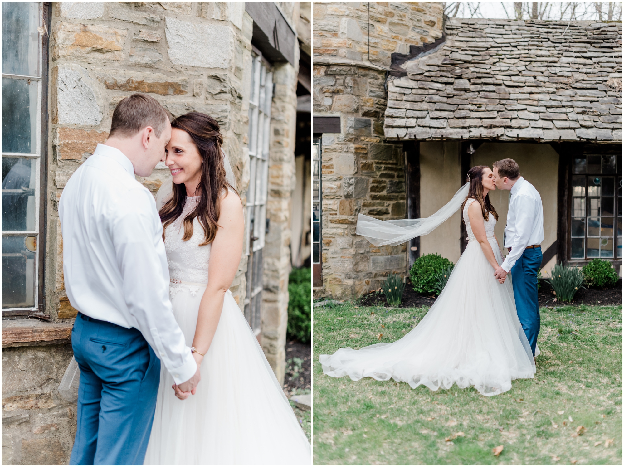 Romantic Bride and Groom Portraits Spring Maryland Wedding at Cloisters Castle by Maryland Wedding Photographer Megan Bennett Photography