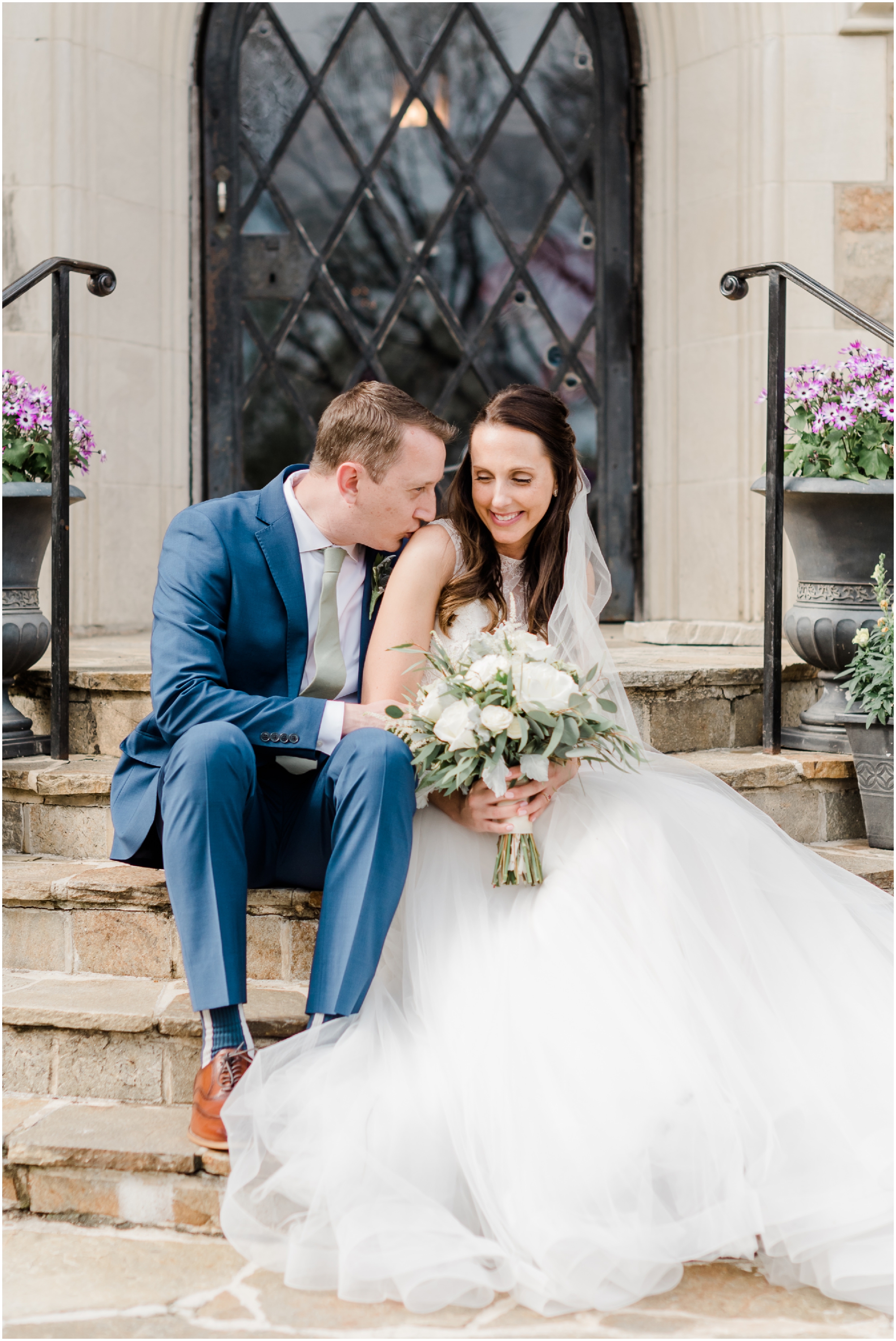 Romantic Bride and Groom Portraits Spring Maryland Wedding at Cloisters Castle by Maryland Wedding Photographer Megan Bennett Photography