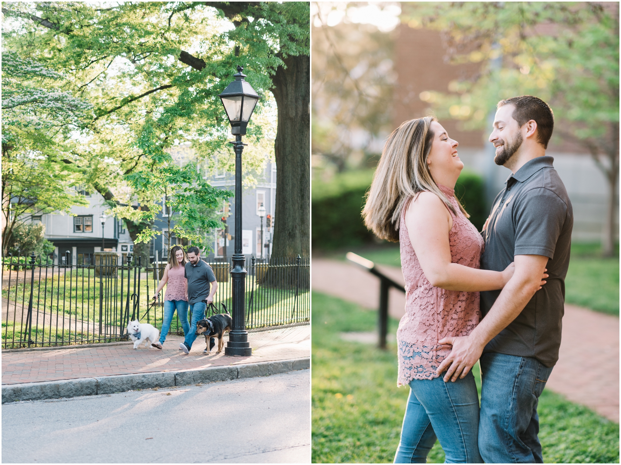 Fun Annapolis Engagement photo with Dogs in Downtown Annapolis Maryland by Maryland Photographer Megan Bennett Photography