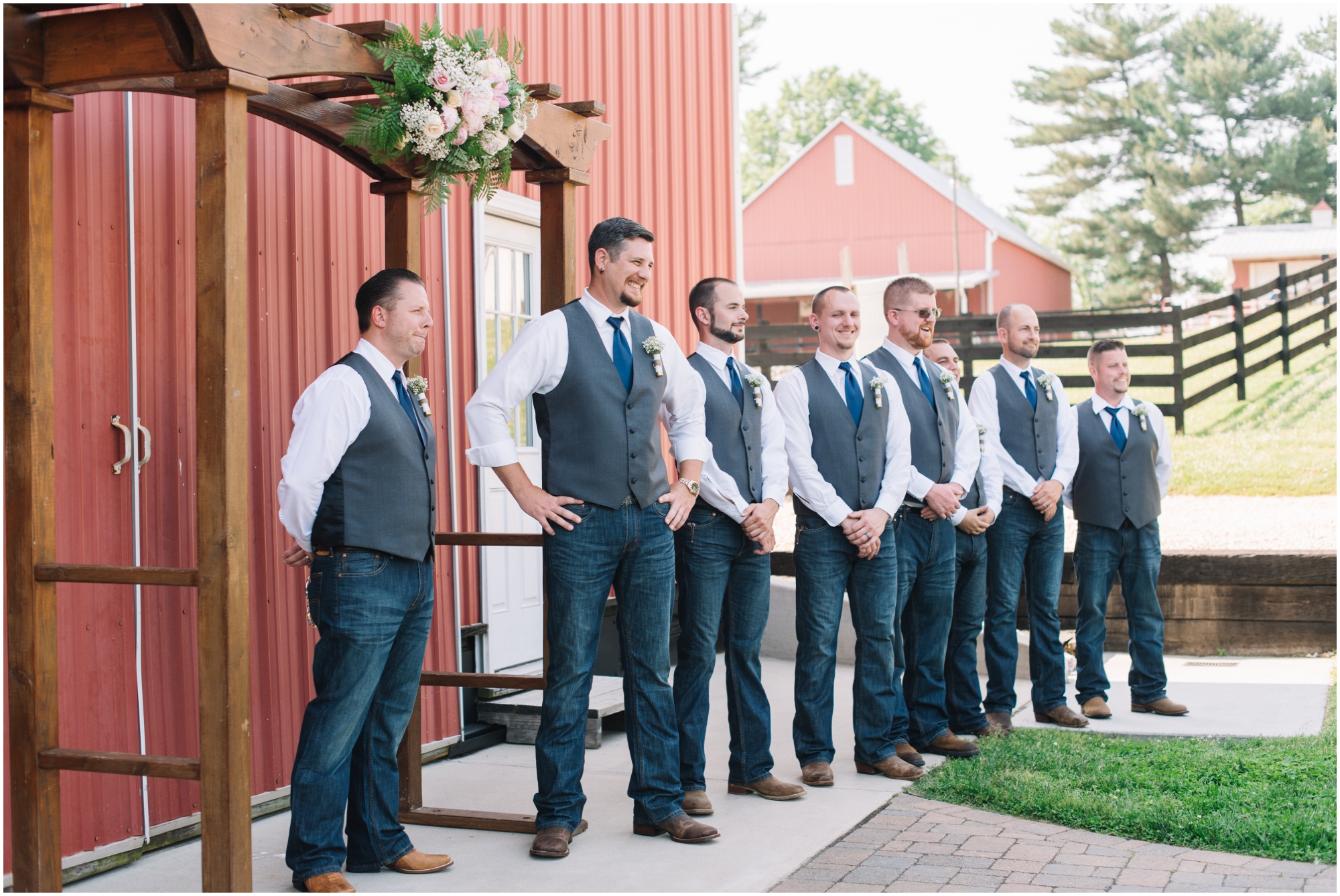 A Southern Maryland Barn Wedding I Megan Bennett Photography I A Blush Pink, Navy, Rustic Maryland Barn Wedding featuring a Farm Setting, Golden Light Portraits, and Large Bridal Party in Brandywine, Maryland #southernmarylandwedding #marylandwedding #marylandweddingphotographer