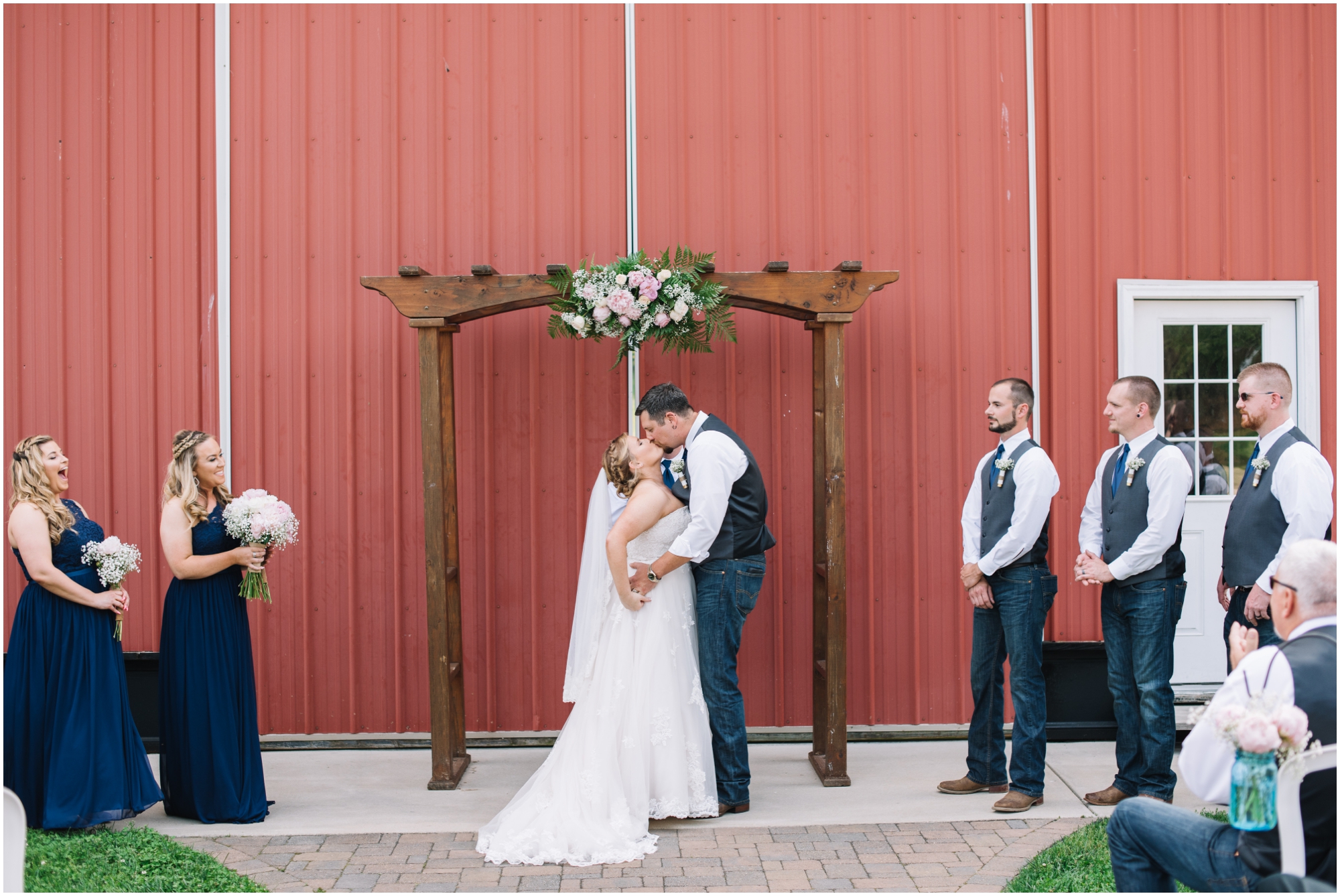 A Southern Maryland Barn Wedding I Megan Bennett Photography I A Blush Pink, Navy, Rustic Maryland Barn Wedding featuring a Farm Setting, Golden Light Portraits, and Large Bridal Party in Brandywine, Maryland #southernmarylandwedding #marylandwedding #marylandweddingphotographer