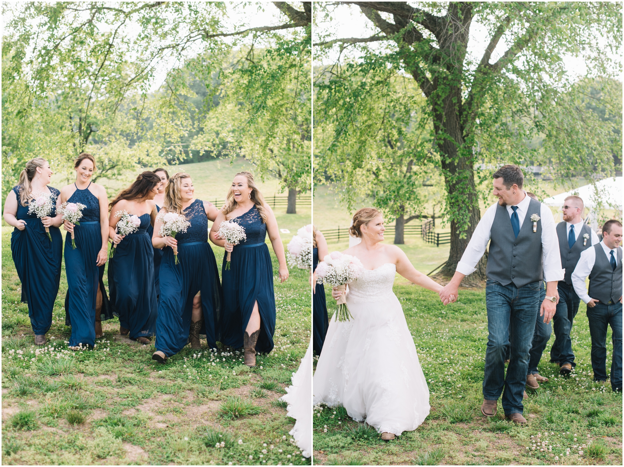A Southern Maryland Barn Wedding I Megan Bennett Photography I A Blush Pink, Navy, Rustic Maryland Barn Wedding featuring a Farm Setting, Golden Light Portraits, and Large Bridal Party in Brandywine, Maryland #southernmarylandwedding #marylandwedding #marylandweddingphotographer