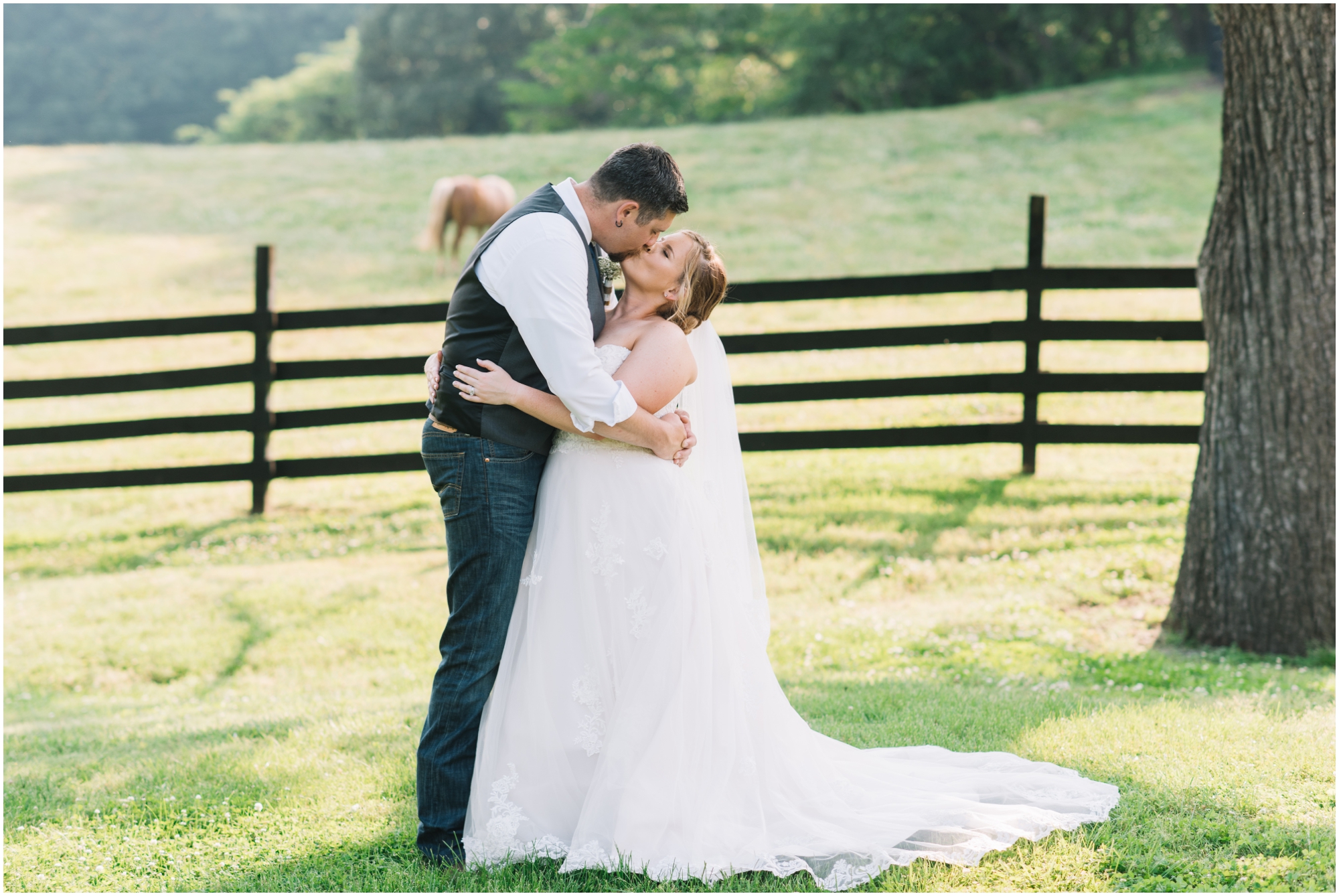 A Southern Maryland Barn Wedding I Megan Bennett Photography I A Blush Pink, Navy, Rustic Maryland Barn Wedding featuring a Farm Setting, Golden Light Portraits, and Large Bridal Party in Brandywine, Maryland #southernmarylandwedding #marylandwedding #marylandweddingphotographer