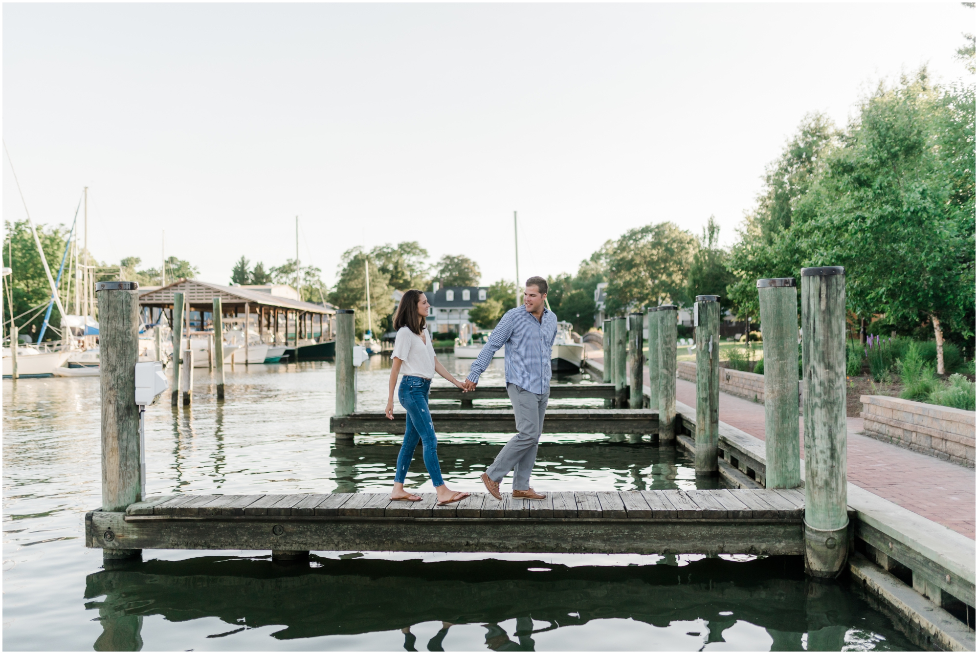 A Romantic and Rustic Nautical Summer Eastern Shore Engagement featuring oysters at the St Michaels dock by Megan Bennett Photography