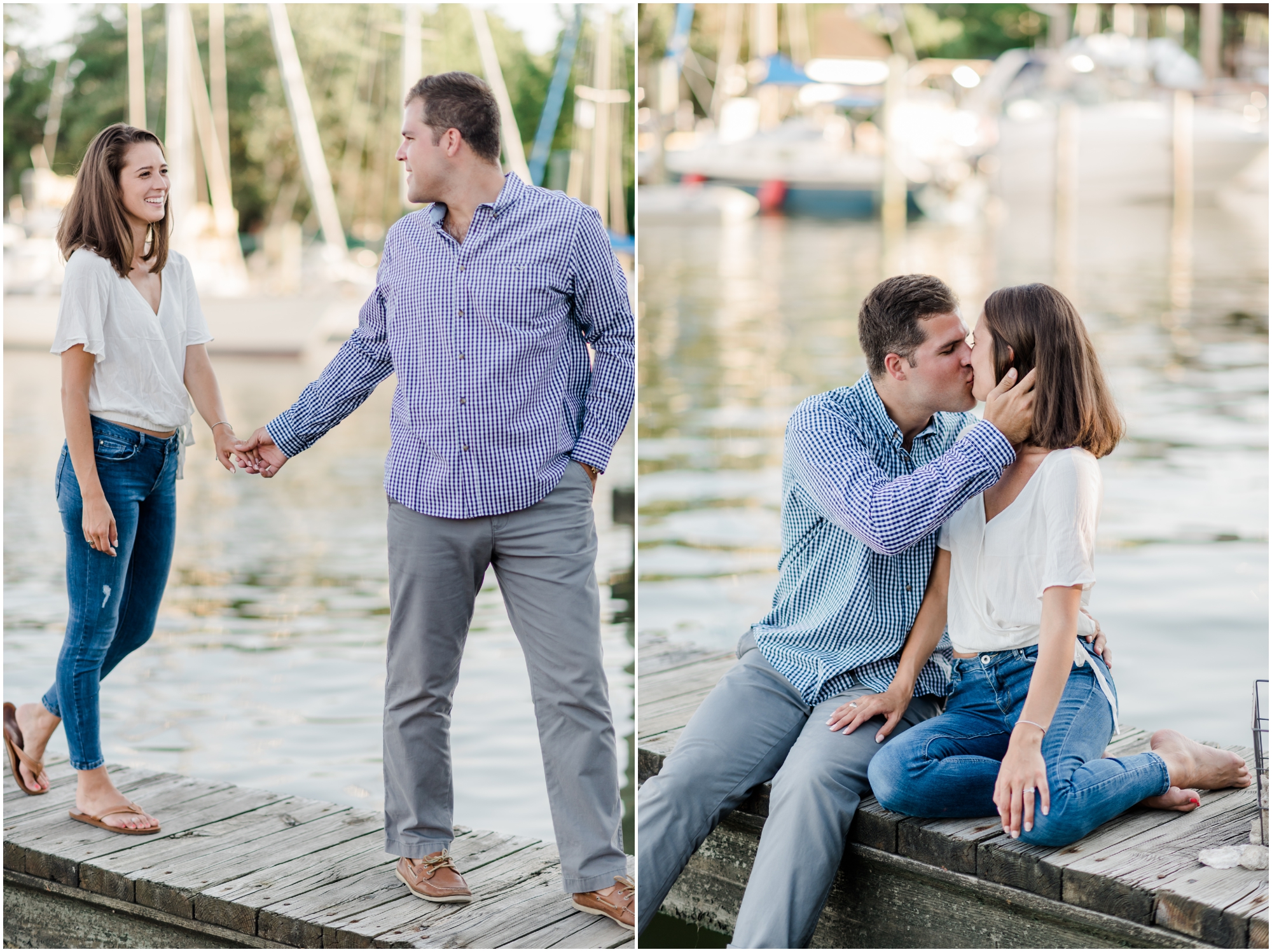 A Romantic and Rustic Nautical Summer Eastern Shore Engagement featuring oysters at the St Michaels dock by Megan Bennett Photography