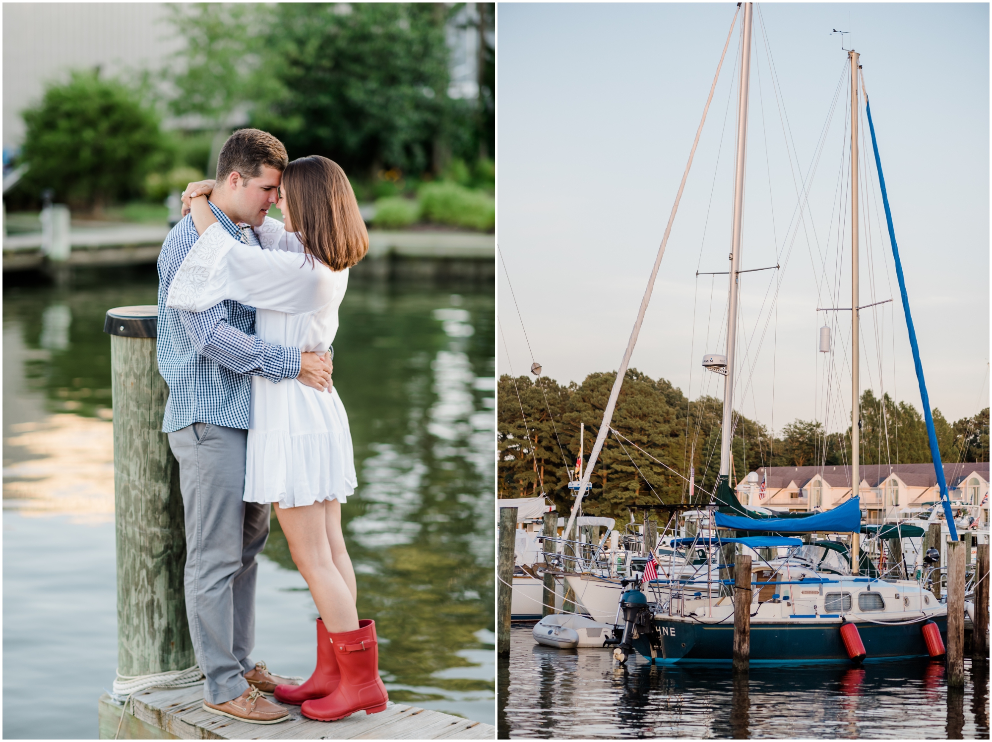 A Romantic and Rustic Nautical Summer Eastern Shore Engagement featuring oysters at the St Michaels dock by Megan Bennett Photography