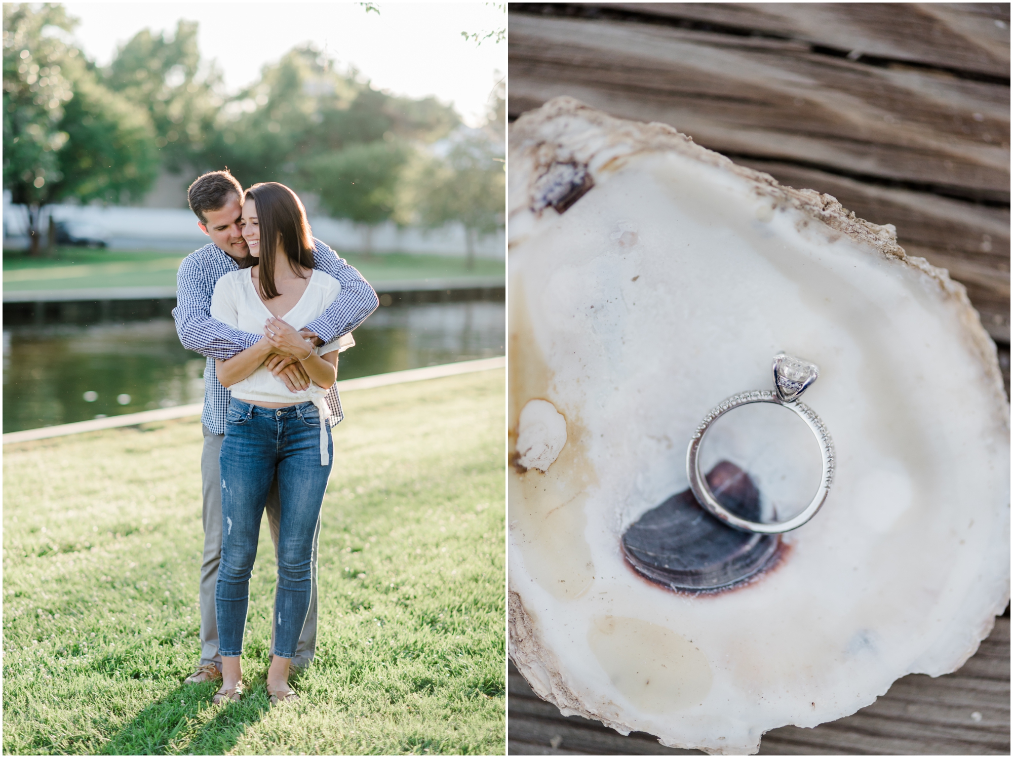 A Romantic and Rustic Nautical Summer Eastern Shore Engagement featuring oysters at the St Michaels dock by Megan Bennett Photography