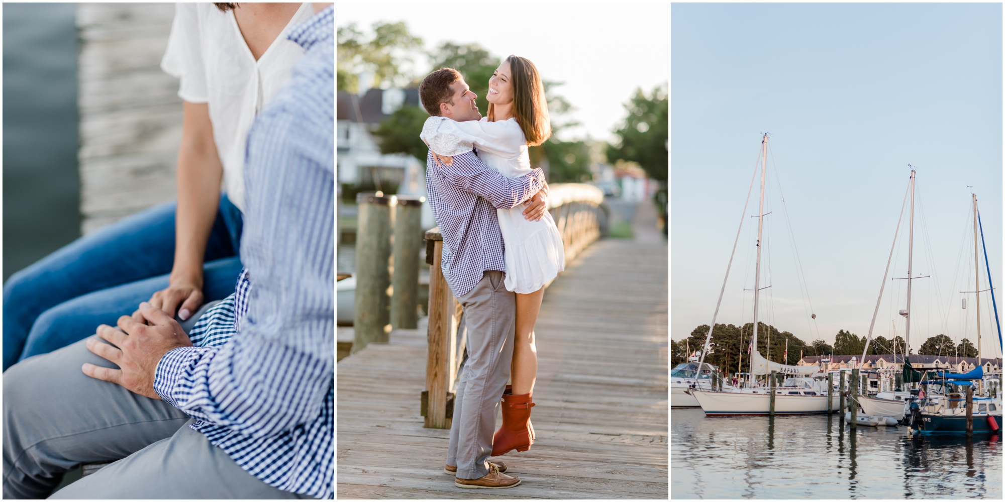 A Romantic and Rustic Nautical Summer Eastern Shore Engagement featuring oysters at the St Michaels dock by Megan Bennett Photography