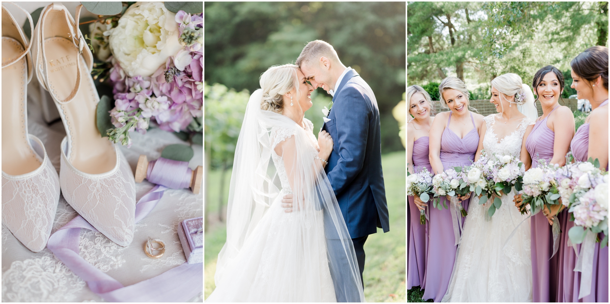 Romantic Summer Winery Wedding featuring purple wedding colors, family heirlooms, and a historic church ceremony at Running Hare Vineyard in Southern Maryland by Wedding Photographer Megan Bennett Photography #runningharevineyard #marylandweddingphotographer #runningharevineyardwedding
