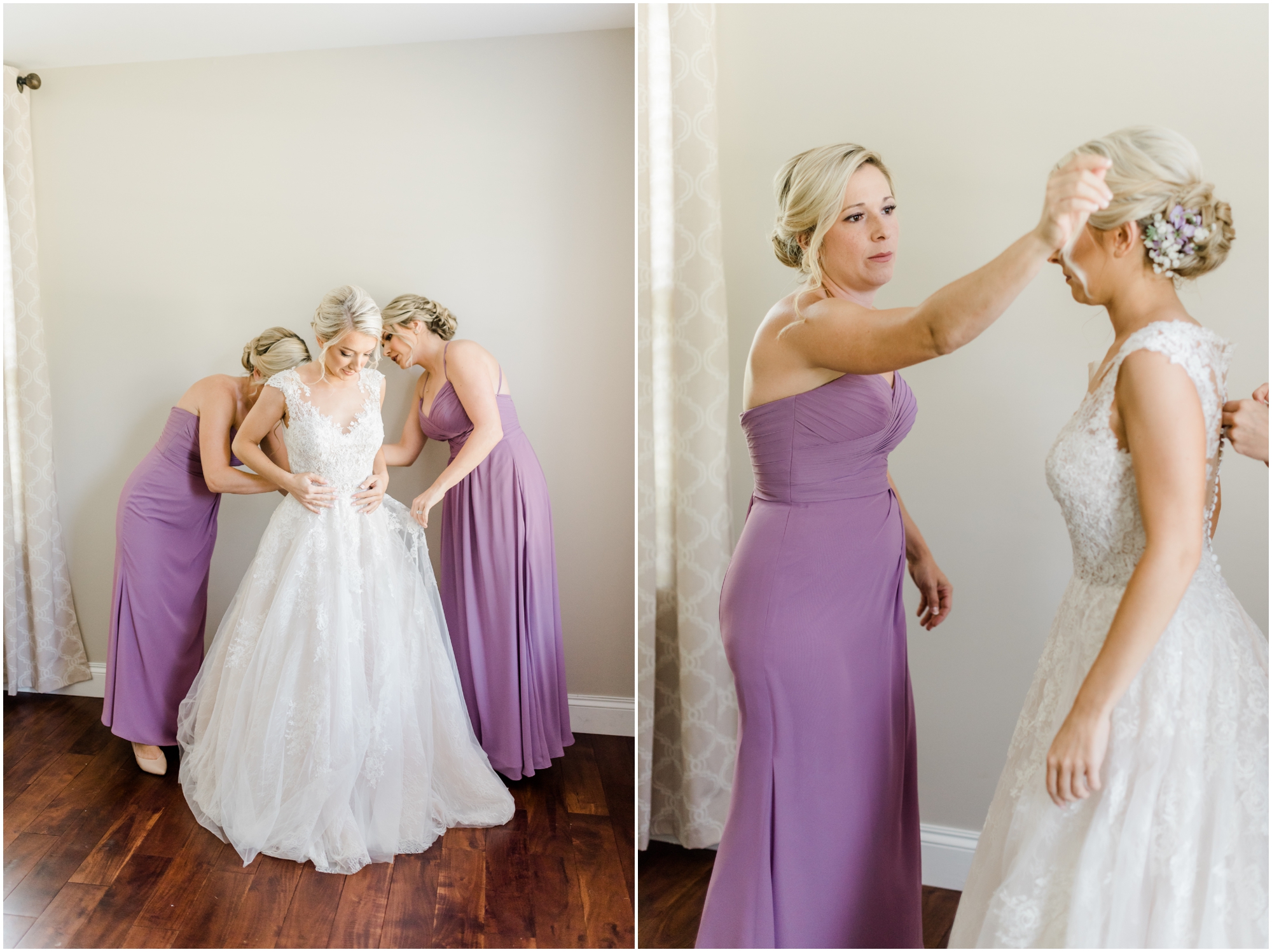 Romantic Summer Winery Wedding featuring purple wedding colors, family heirlooms, and a historic church ceremony at Running Hare Vineyard in Southern Maryland by Wedding Photographer Megan Bennett Photography #runningharevineyard #marylandweddingphotographer #runningharevineyardwedding
