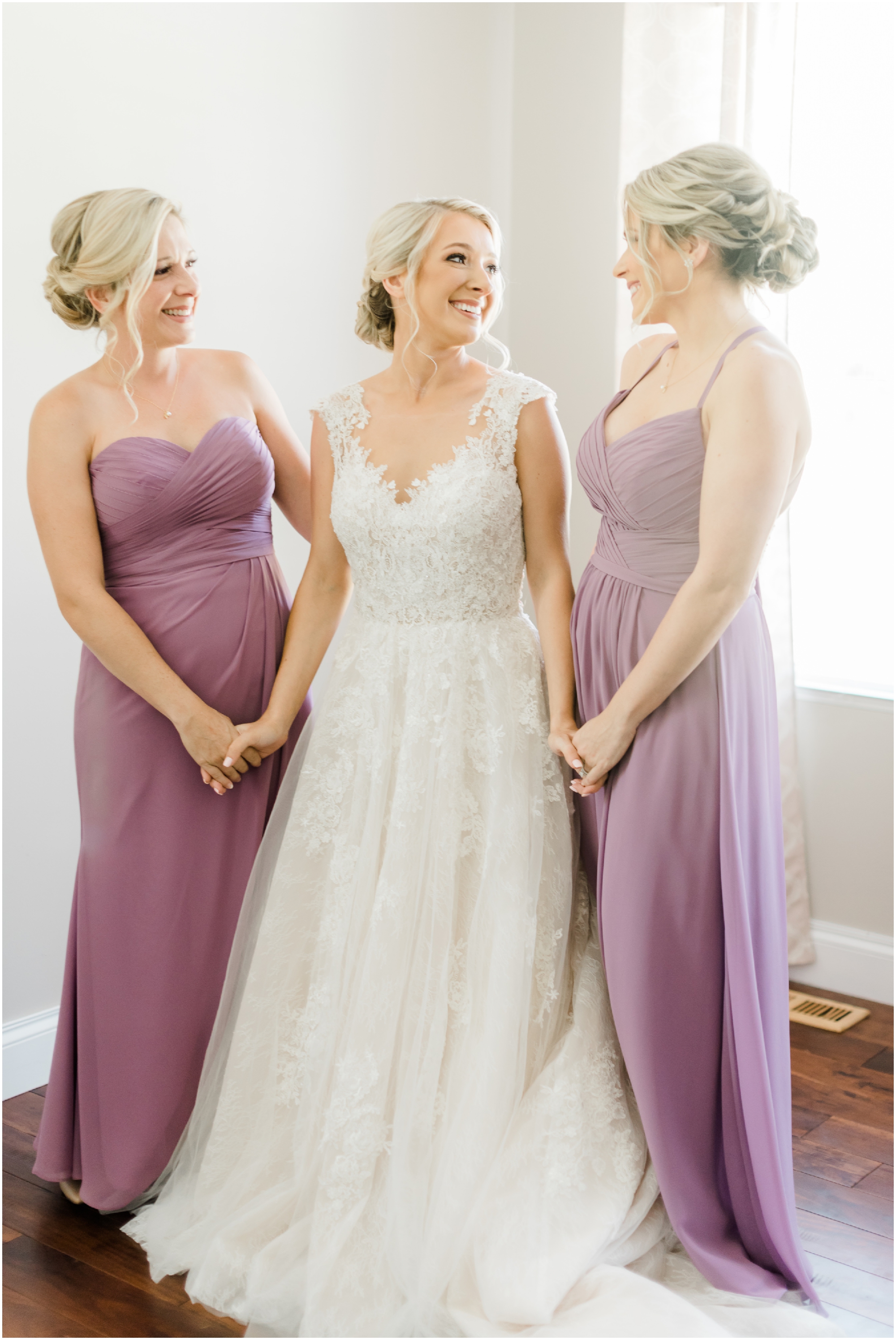 Romantic Summer Winery Wedding featuring purple wedding colors, family heirlooms, and a historic church ceremony at Running Hare Vineyard in Southern Maryland by Wedding Photographer Megan Bennett Photography #runningharevineyard #marylandweddingphotographer #runningharevineyardwedding