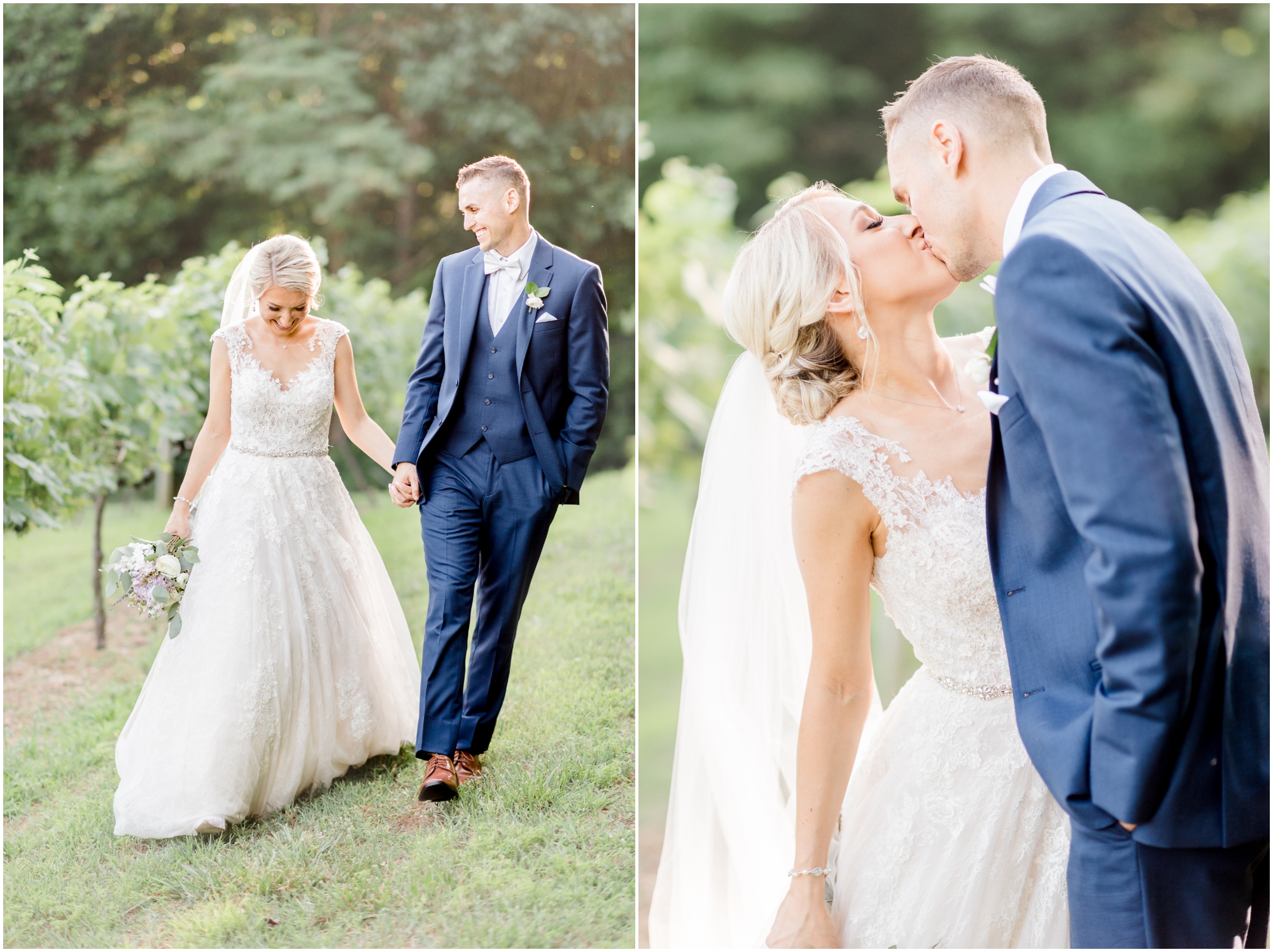 Romantic Summer Winery Wedding featuring purple wedding colors, family heirlooms, and a historic church ceremony at Running Hare Vineyard in Southern Maryland by Wedding Photographer Megan Bennett Photography #runningharevineyard #marylandweddingphotographer #runningharevineyardwedding