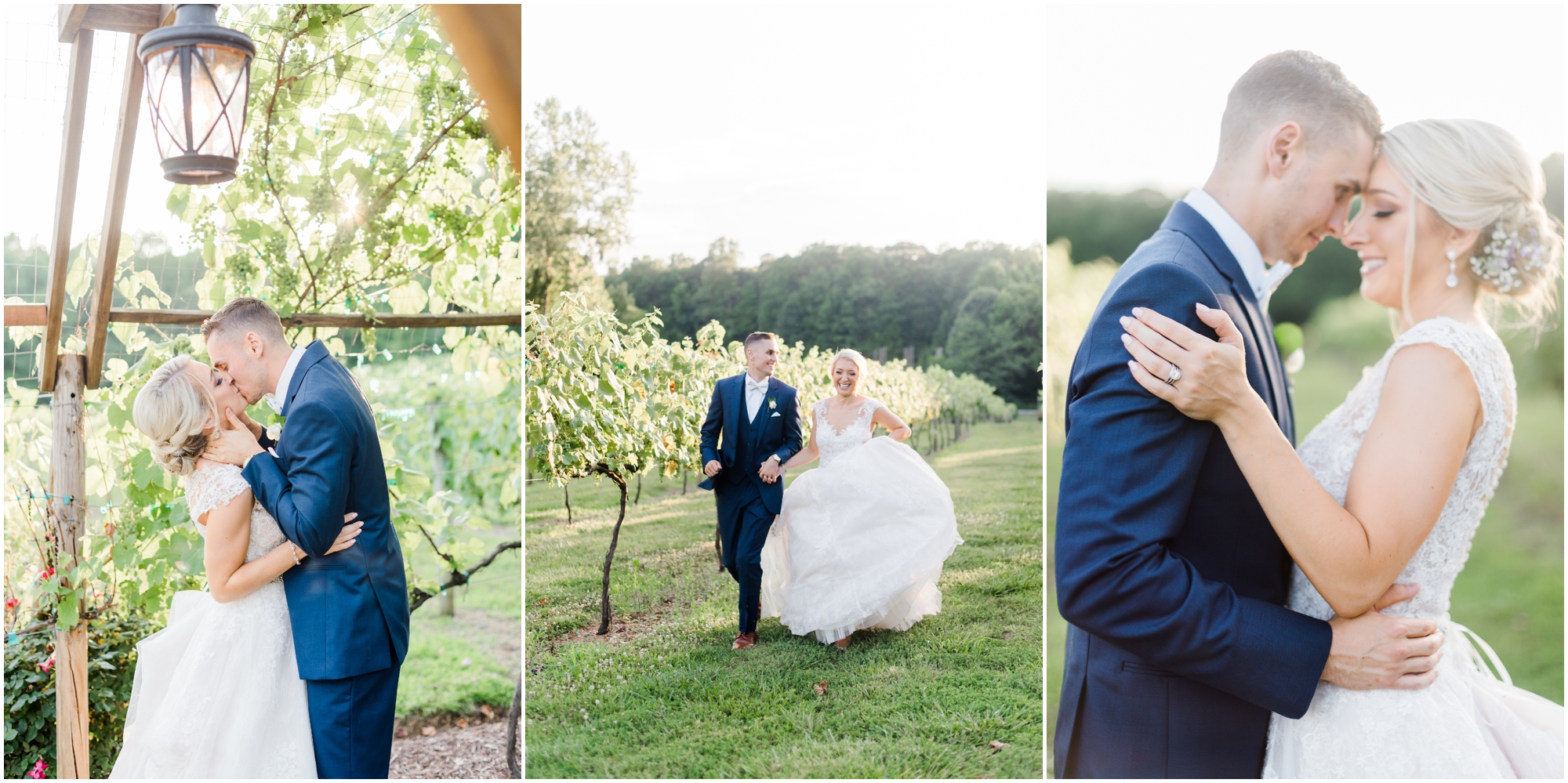 Romantic Summer Winery Wedding featuring purple wedding colors, family heirlooms, and a historic church ceremony at Running Hare Vineyard in Southern Maryland by Wedding Photographer Megan Bennett Photography #runningharevineyard #marylandweddingphotographer #runningharevineyardwedding