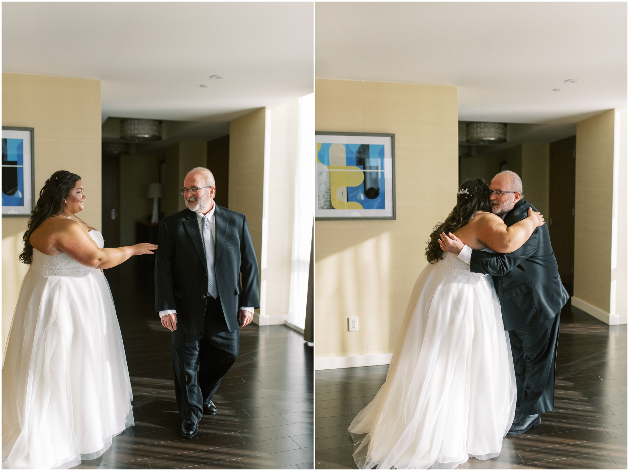 Father Daughter First Look at Four Seasons Baltimore Maryland by Maryland Wedding Photographer Megan Bennett Photography