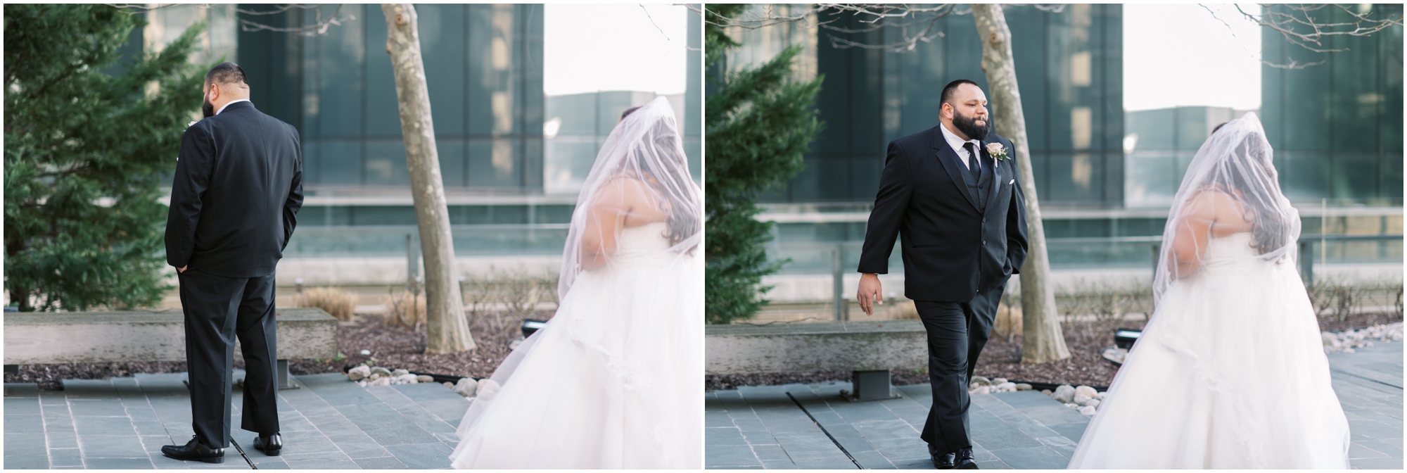 Romantic First Look at Four Seasons Baltimore by Maryland Wedding Photographer Megan Bennett Photography