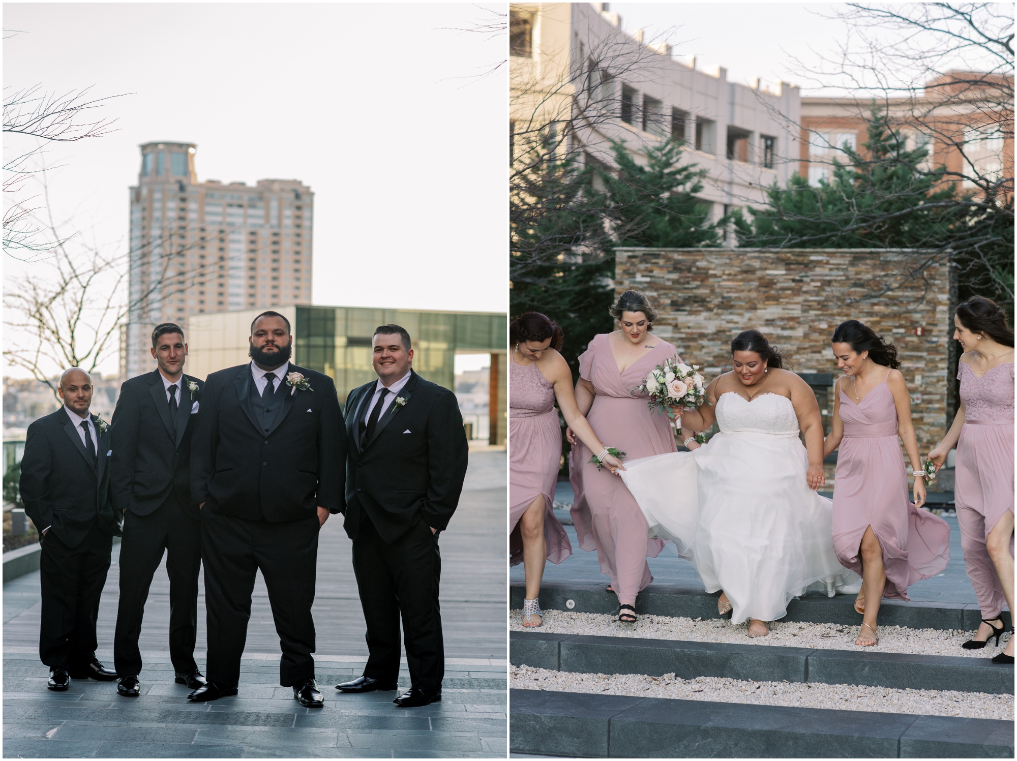 High Rise Bridal Party Portraits in Baltimore Maryland