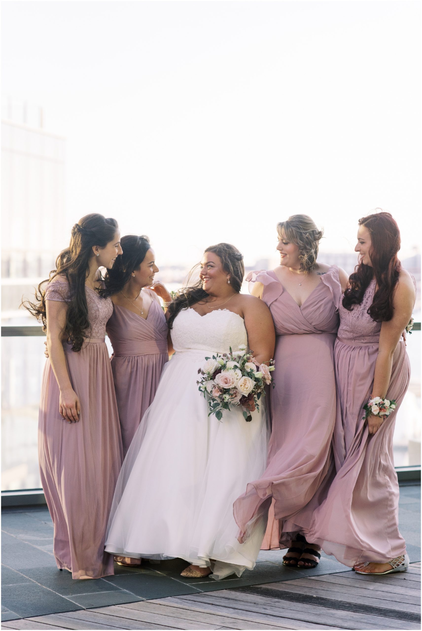 High Rise Bridal Party Portraits in Baltimore Maryland