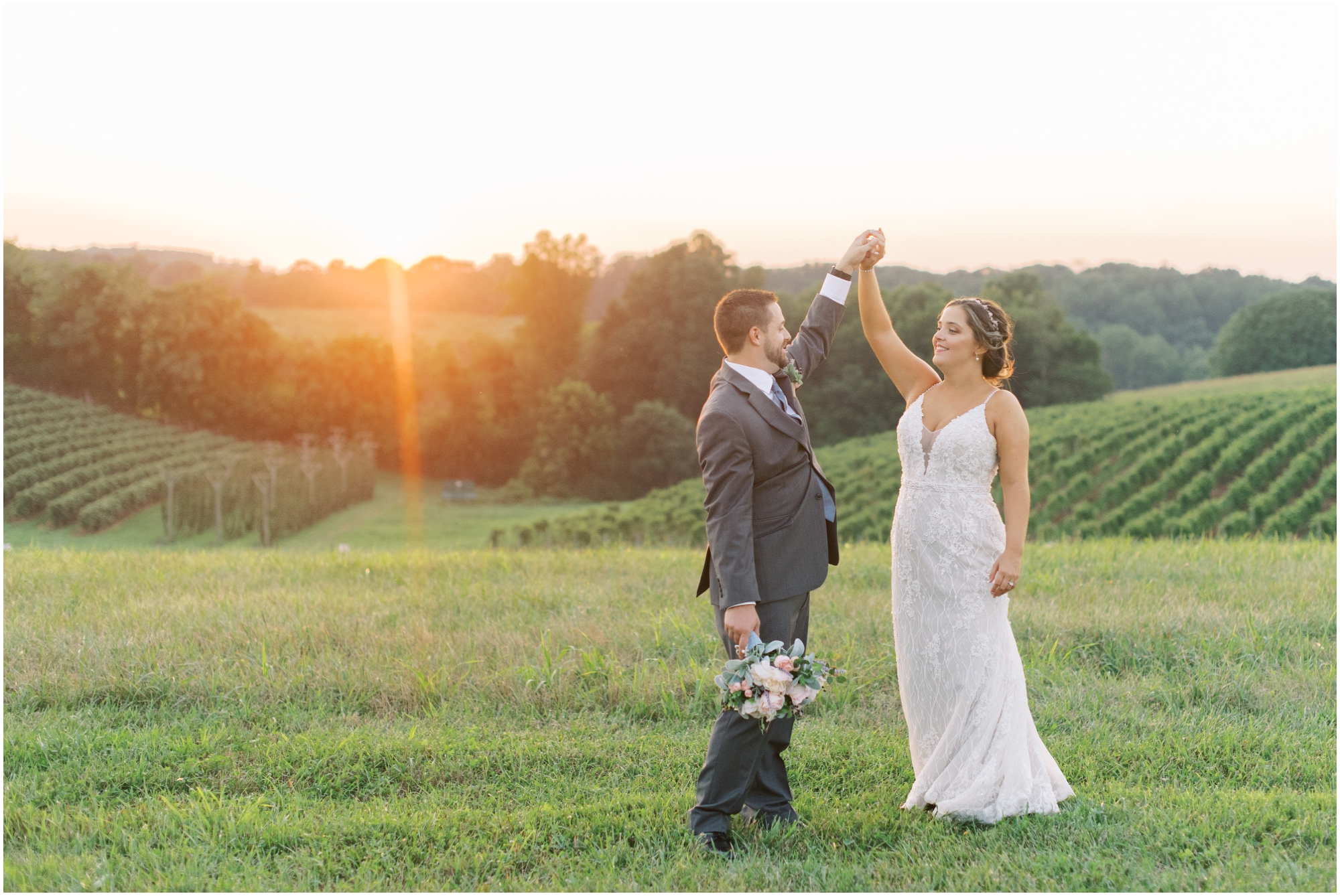 Linganore Winecellars Wedding Sunset Bridal Portraits Fine Art Wedding Photographer Megan Bennett Photography